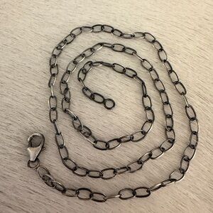 ❤️ 18” 3mm Oxidized Sterling 925 Elongated Oval Paperclip Chain 4.3 Grams Unisex